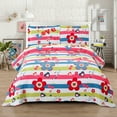 thumbnail image 1 of Smuge Floral Quilt Set Queen Size Love Flower Quilt Lightweight Microfiber Bedspread Bedding Set, 1 of 6