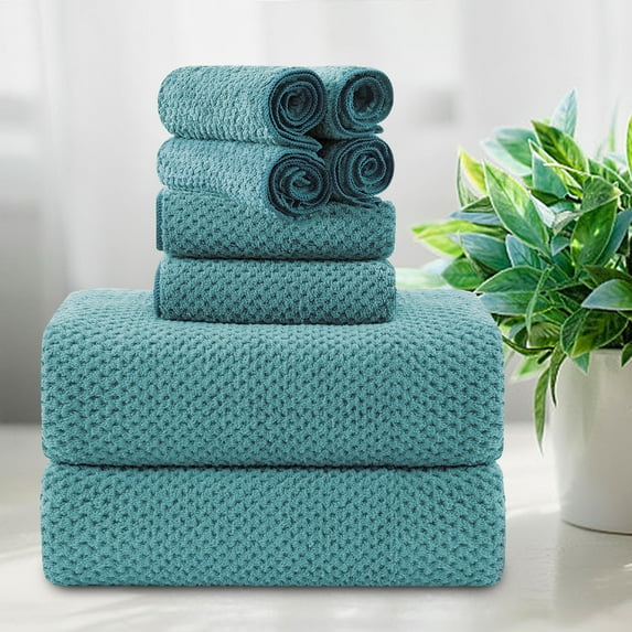 Smuge Modern Classic Microfiber Bath Towel Sets, Green Pine, 8 Count