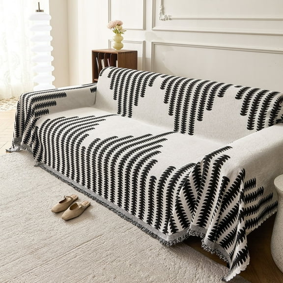 Smuge Sofa Cover, Couch Cover Protector Slipcover L Shape Sofa towel Furniture Cover for Pets Dogs Cats Home Decor (71"x 118", Black)