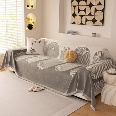Smuge Sofa Cover, Couch Cover Protector Slipcover L Shape Sofa towel Furniture Cover for Pets Dogs Cats Home Decor (71"x 134", Grey)
