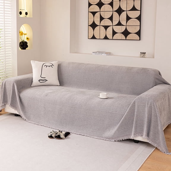 Smuge Sofa Cover, Couch Cover Protector Slipcover L Shape Sofa towel Furniture Cover for Pets Dogs Cats Home Decor (71"x 134", Light Grey)