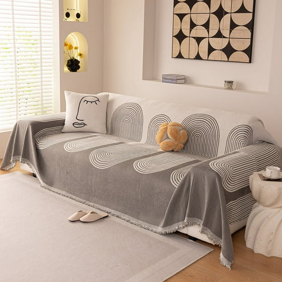 Smuge Sofa Cover, Couch Cover Protector Slipcover L Shape Sofa towel Furniture Cover for Pets Dogs Cats Home Decor (71"x 150", Grey)