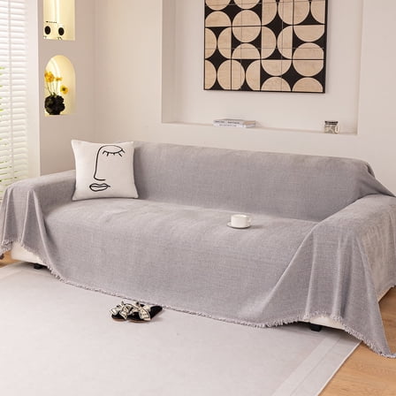 Smuge Sofa Cover, Couch Cover Protector Slipcover L Shape Sofa towel Furniture Cover for Pets Dogs Cats Home Decor (71"x 150", Light Grey)