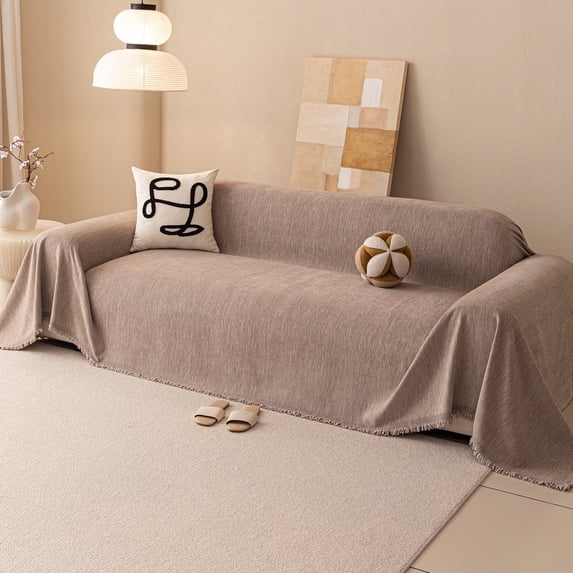 Smuge Sofa Cover, Sectional Couch Cover Protector Slipcover for 3 Cushion Couch L Shape Sofa towel Throw Sofa Loveseat Cover for Pets Dogs Cats (71"x 134", Khaki)