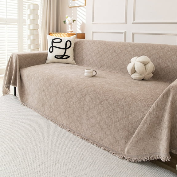 Smuge Sofa Cover, Sofa Slipcovers Couch Covers Protector 3 Cushion Throw Sofa Towel for L Shaped Couch Suitable for All Seasons (71"x 134", Light Coffee)