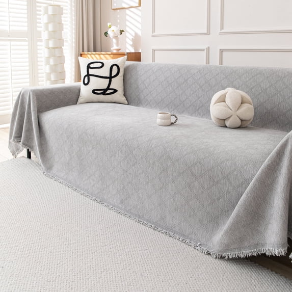Smuge Sofa Cover, Sofa Slipcovers Couch Covers Protector 3 Cushion Throw Sofa Towel for L Shaped Couch Suitable for All Seasons (71"x 134", Light Gray)