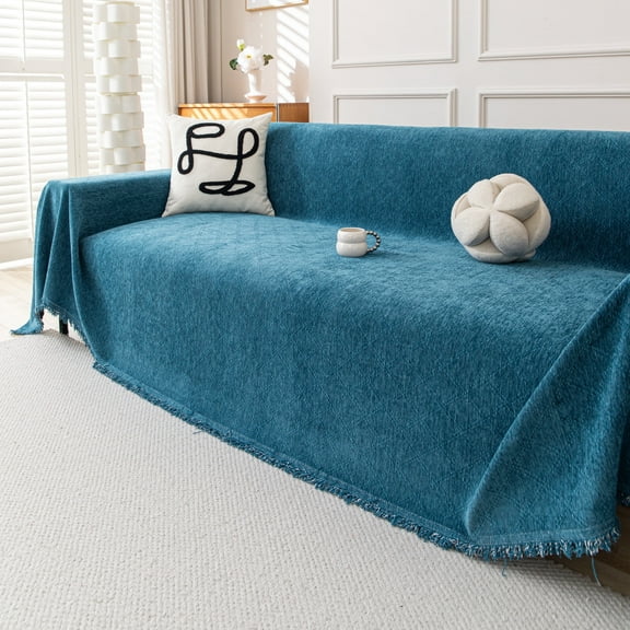 Smuge Sofa Cover, Sofa Slipcovers Couch Covers Protector 3 Cushion Throw Sofa Towel for L Shaped Couch Suitable for All Seasons (71"x 150", Blue)