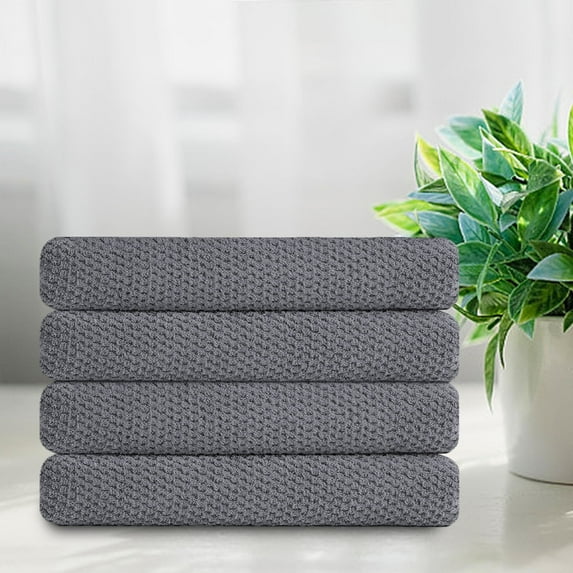 Smuge Towel and Washcloths Modern Classic Microfiber Plural Sets, Gray, 4 Count