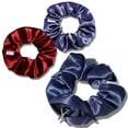 thumbnail image 1 of Smunchys Satin Hair Scrunchie with Hidden Zipper Pocket Storage, Ponytail Holders, Red/Blue, 2 Ct, 1 of 7