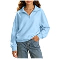 thumbnail image 1 of Smupbvk Girls 1/4 Zip up Sweatshirt Drop Shoulder Collared Tops Casual Fall Winter Cute Cuffed Long Sleeve Pullover (15-16 Years, Sky Blue), 1 of 3