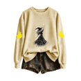 thumbnail image 1 of Smupbvky Halloween Print Sweatshirts Women Dressy Witch Graphic Tops Long Sleeve Crew Neck Pullover Fall Casual Holiday (S, Khaki), 1 of 5