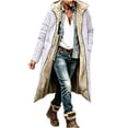 thumbnail image 1 of Smupbvky Mens Long Puffer Coat Hooded Fuzzy Fleece Lined Zip Up Jacket Winter Trendy Casual Warm Outerwear (S, White), 1 of 6