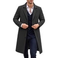 thumbnail image 1 of Smupbvky Mens Overcoat Mid Length Notched Lapel Trench Coat Single Breasted Warm Business Winter Topcoat with Pocket (XL, Black), 1 of 1