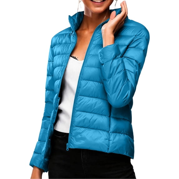 Smupbvky Puffer Jacket for Women Lightweight Quilted Zip Up Coat Long ...