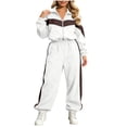thumbnail image 1 of Smupbvky Tracksuits for Women Set 2 Piece Collared Color Block Zip Jacket Long Sleeve Jogger Pants Casual Fall Outfits (L, White), 1 of 7