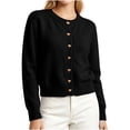 thumbnail image 1 of Smupbvky Womens Cropped Cardigan Sweater Heart Button down Knitted Tops Winter Cuffed Long Sleeve Trendy Jacket (Free Size, Black), 1 of 7