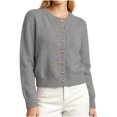 thumbnail image 1 of Smupbvky Womens Cropped Cardigan Sweater Heart Button down Knitted Tops Winter Cuffed Long Sleeve Trendy Jacket (Free Size, Gray), 1 of 7