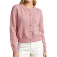 thumbnail image 1 of Smupbvky Womens Cropped Cardigan Sweater Heart Button down Knitted Tops Winter Cuffed Long Sleeve Trendy Jacket (Free Size, Pink), 1 of 7
