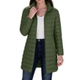 thumbnail image 1 of Smupbvky Womens Long Puffer Coat Stand Collar Two-Way Zip Up Lightweight Quilted Jacket Winter Outdoor Warm Outerwear (XL, Army Green), 1 of 9