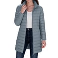 thumbnail image 1 of Smupbvky Womens Long Puffer Coat Stand Collar Two-Way Zip Up Lightweight Quilted Jacket Winter Outdoor Warm Outerwear (XL, Gray), 1 of 9