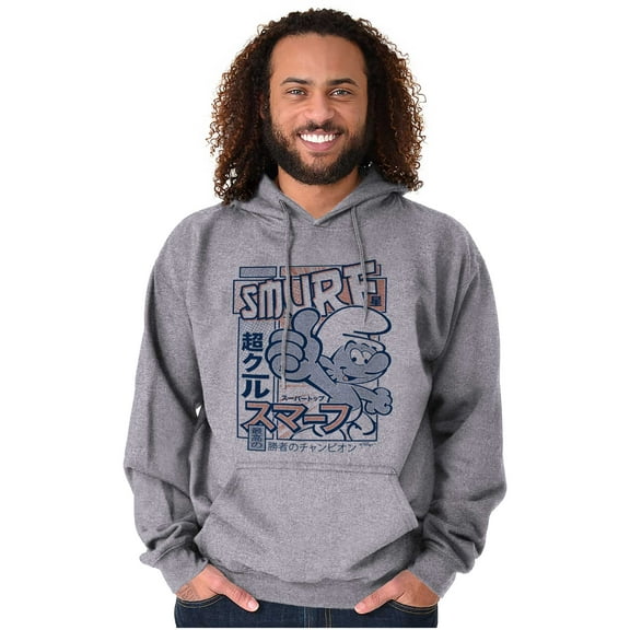Smurf 80s Cartoon Kanji Cool Manga Unisex Plus Size Hoodie Brisco Brands 3X