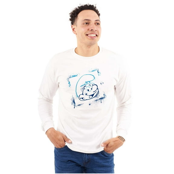 Smurf Cartoon Character Graffiti Vibe Long Sleeve TShirt Men Women Brisco Brands S