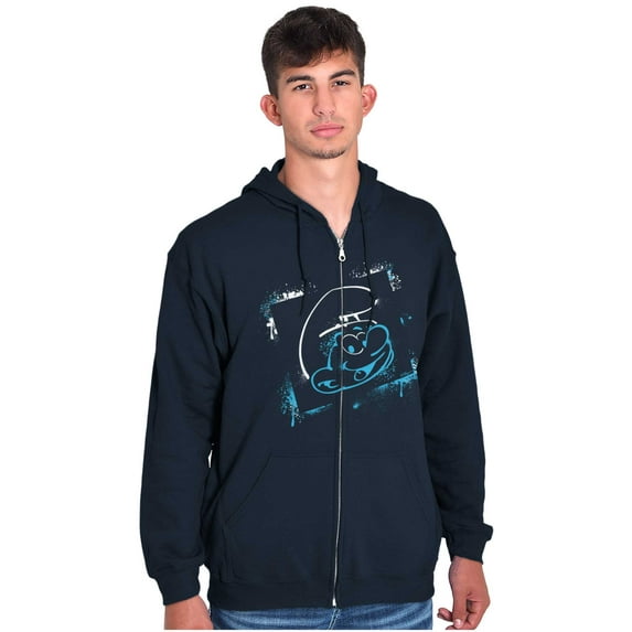 Smurf Cartoon Character Graffiti Vibe Unisex Plus Size Zip Hoodie Brisco Brands 5X