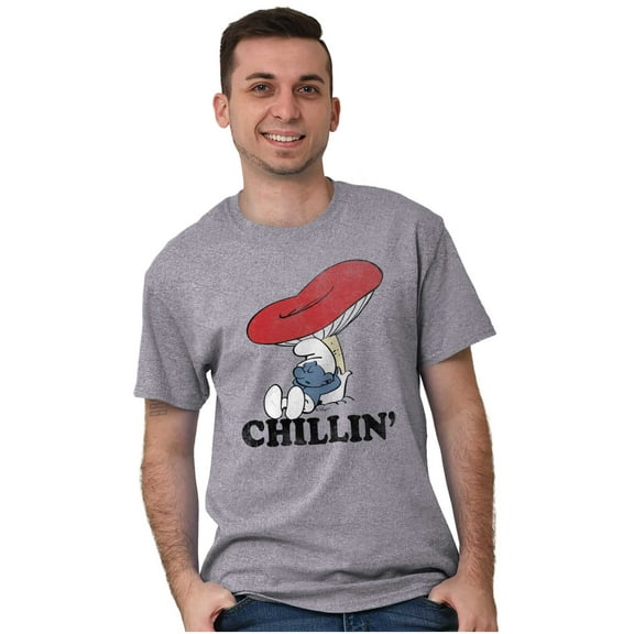Smurf Mushroom Chillin' Retro Cartoon Men's Graphic T Shirt Tees Brisco Brands S