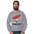 thumbnail image 1 of Smurf Mushroom Chillin' Retro Cartoon Sweatshirt for Men or Women Brisco Brands S, 1 of 5