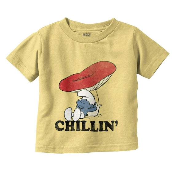 Smurf Mushroom Chillin' Retro Cartoon Toddler Boy Girl T Shirt Infant Toddler Brisco Brands 3T