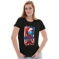 thumbnail image 1 of Smurf Skateboarder American Flag Women's T Shirt Ladies Tee Brisco Brands S, 1 of 5