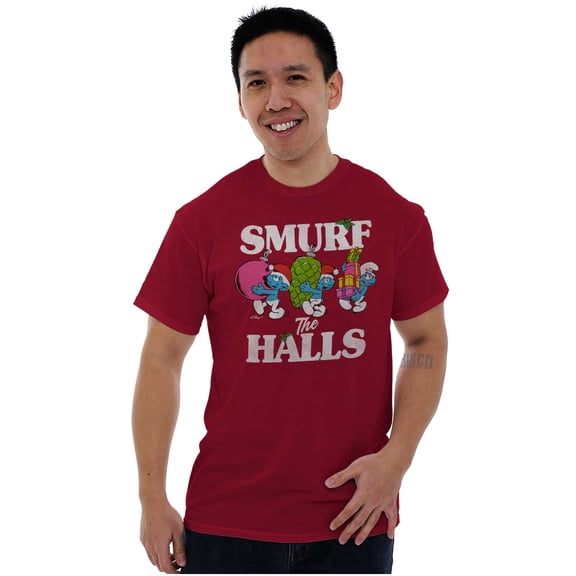 Smurf the Halls Christmas Presents Men's Graphic T Shirt Tees Brisco Brands S