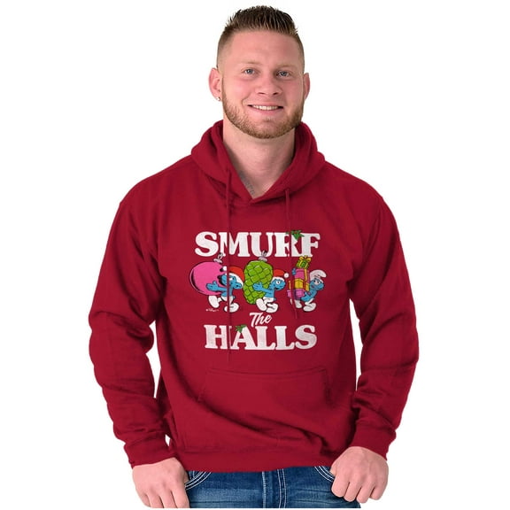 Smurf the Halls Christmas Presents Unisex Plus Size Hoodie Brisco Brands 4X