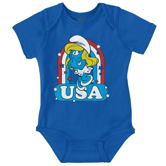 Smurfette Cartoon American Cutie USA Bodysuit Jumper Girls Infant Baby Brisco Brands 12M