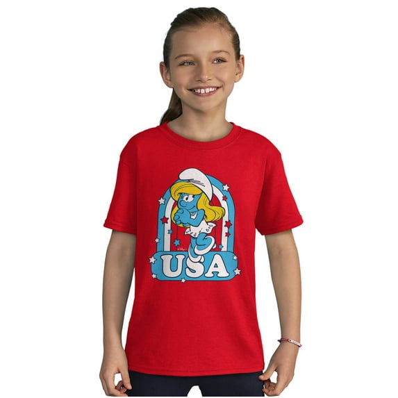 Smurfette Cartoon American Cutie USA Girls Kids T Shirt Tees Teen Brisco Brands M