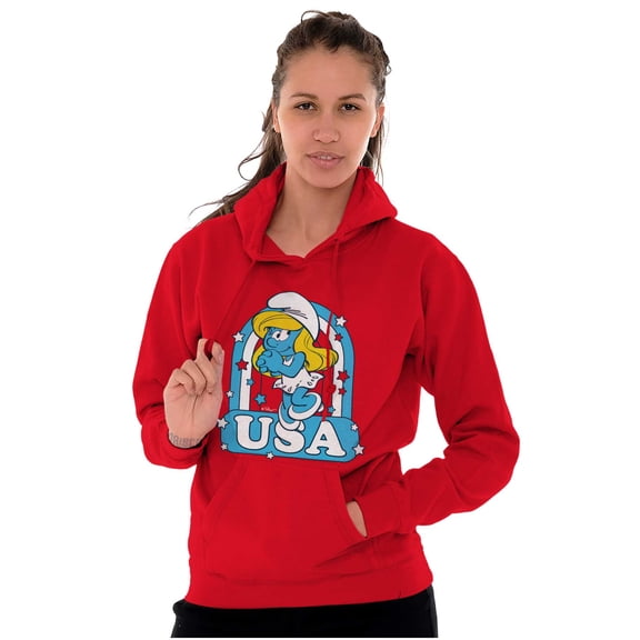Smurfette Cartoon American Cutie USA Hoodie Sweatshirt Women Brisco Brands M