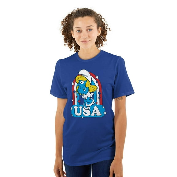 Smurfette Cartoon American Cutie USA Women Plus Size Graphic Tee Tees Brisco Brands 3X