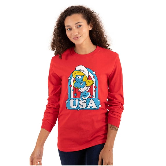 Smurfette Cartoon American Cutie USA Women's Long Sleeve T Shirt Brisco Brands M