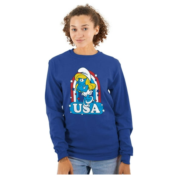 Smurfette Cartoon American Cutie USA Women's Long Sleeve T Shirt Brisco Brands S