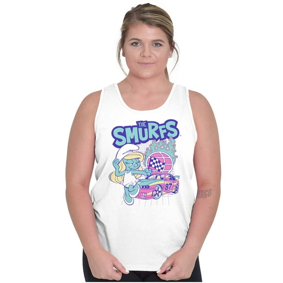 Smurfette Cartoon Flaming Racecar Women Plus Size Tank Top Brisco Brands 2X