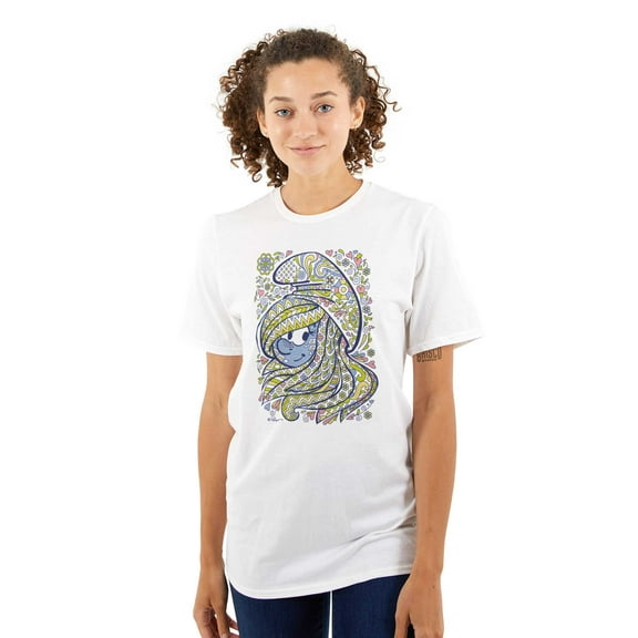 Smurfette Cartoon Floral Paisley Women's Graphic T Shirt Tees Brisco Brands S