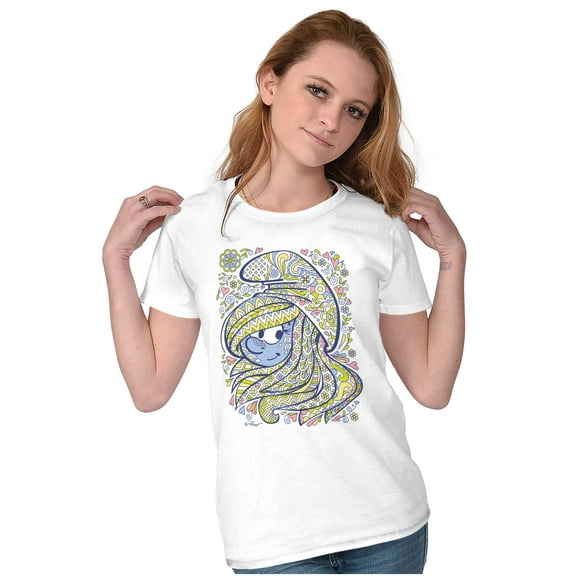 Smurfette Cartoon Floral Paisley Women's T Shirt Ladies Tee Brisco Brands S