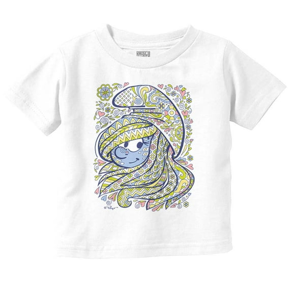 Smurfette Cartoon Floral Paisley Youth T Shirt Tee Girls Infant Toddler Brisco Brands 3T
