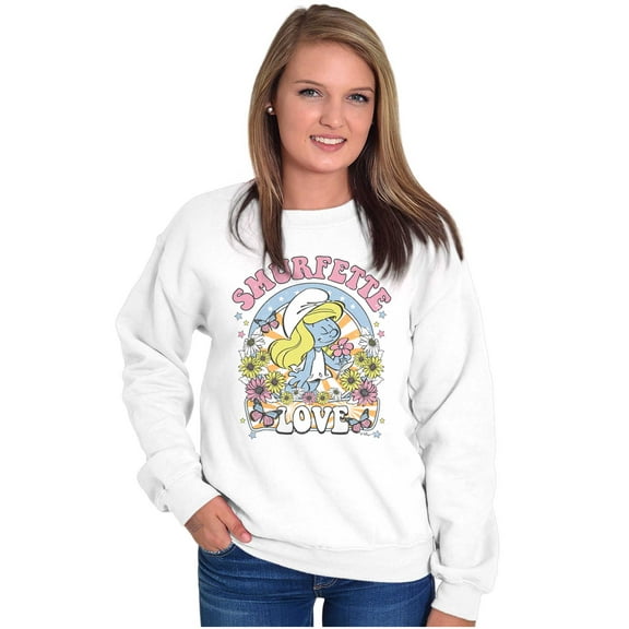 Smurfette Cartoon Love Spring Season Women Plus Size Sweatshirt Brisco Brands 2X