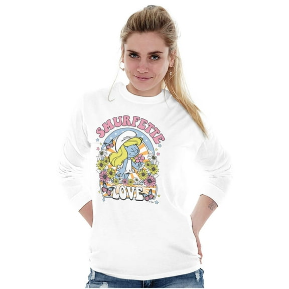 Smurfette Cartoon Love Spring Season Women's Long Sleeve T Shirt Brisco Brands S