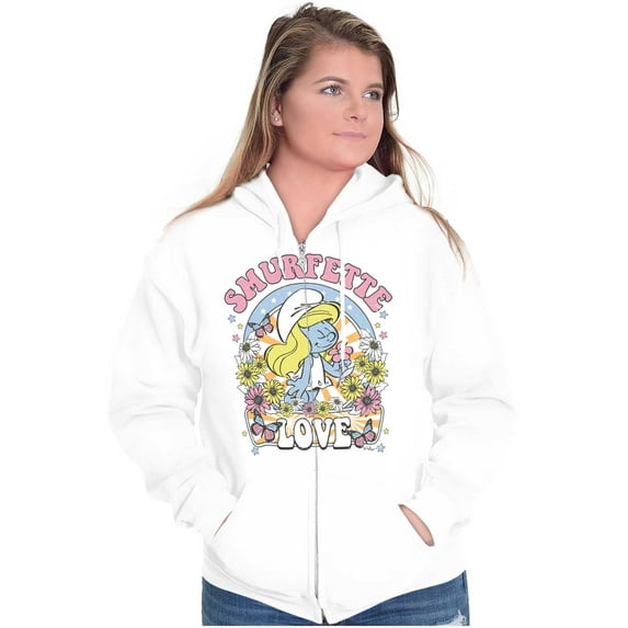 Smurfette Cartoon Love Spring Season Zip Hoodie Sweatshirt Women Brisco Brands S