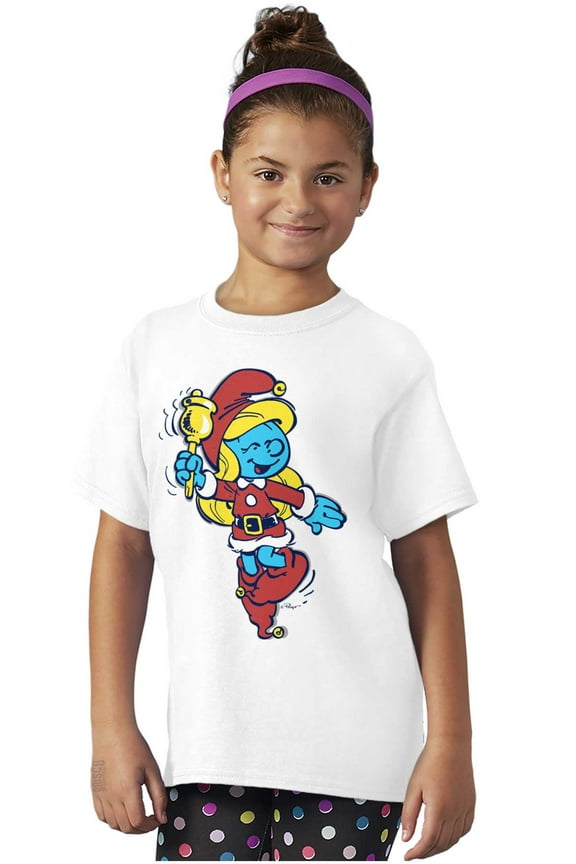 Smurfette Christmas Ms. Santa Claus Girls Kids T Shirt Tees Brisco Brands X