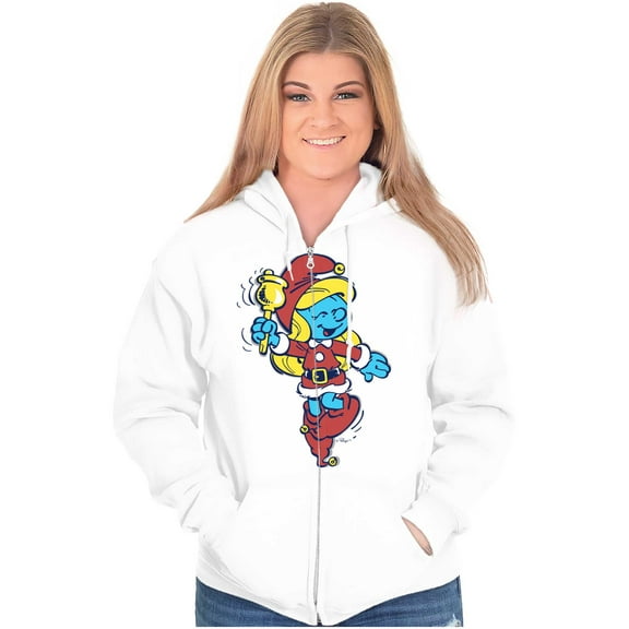 Smurfette Christmas Ms. Santa Claus Zip Hoodie Sweatshirt Women Brisco Brands L
