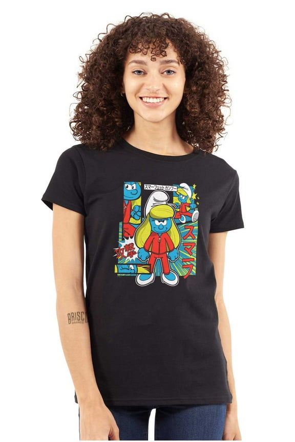 Smurfette Cute Kung Fu Smurf Otaku Women's T Shirt Ladies Tee Brisco Brands S