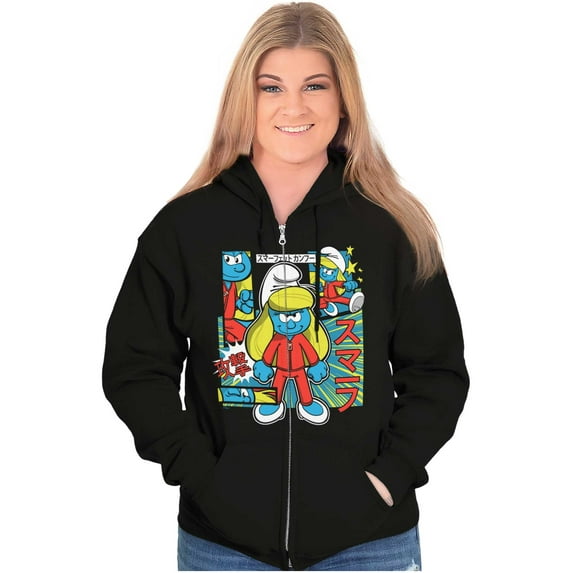 Smurfette Cute Kung Fu Smurf Otaku Zip Hoodie Sweatshirt Women Brisco Brands S